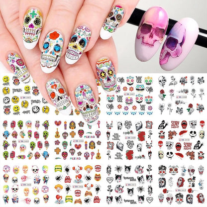 Halloween Skull Nail Stickers Funny Skull Design