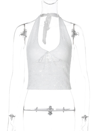 Women’s Sexy Lace V-Neck Halter-Neck Tank Top