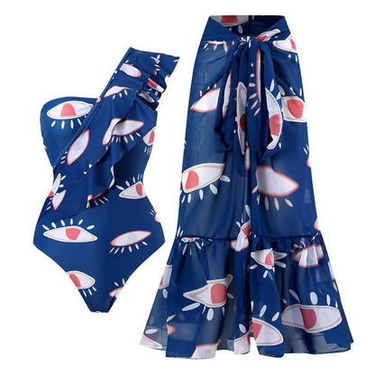 Traje de baño de dos piezas con estampado de mal de ojo sexy para mujer
