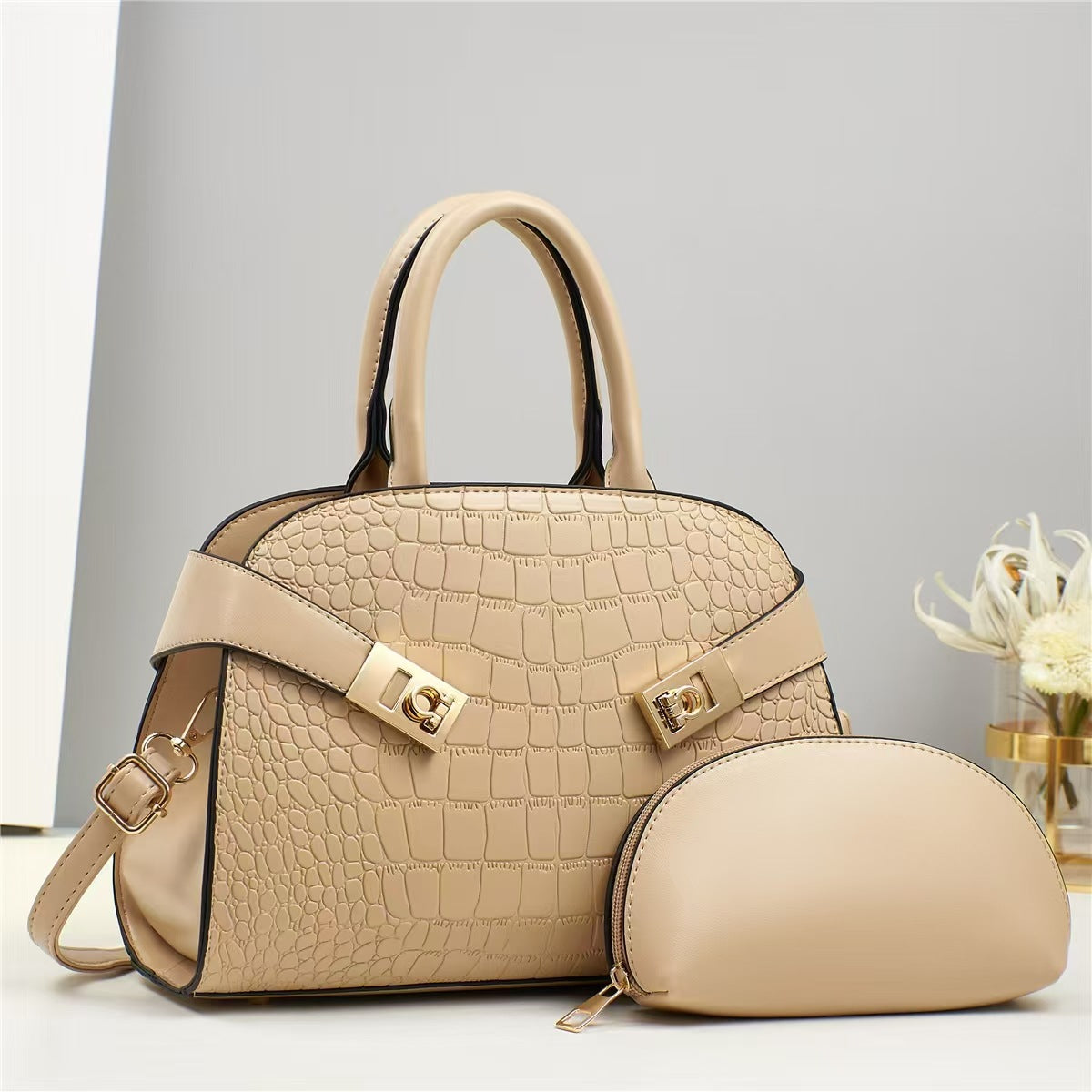 Women Fashion Classic Crocodile Handbag Set