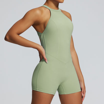 Combinaison de yoga sans manches, couleur unie, sexy et tendance pour femmes