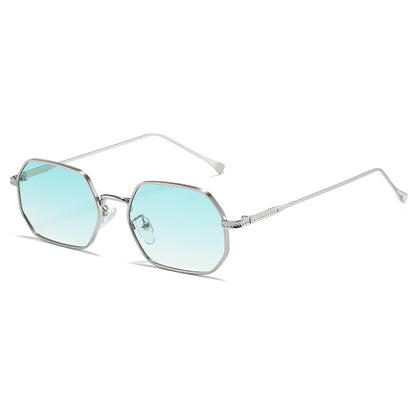 Gafas de sol redondas de metal con montura cuadrada de PC y resistentes a los rayos UV