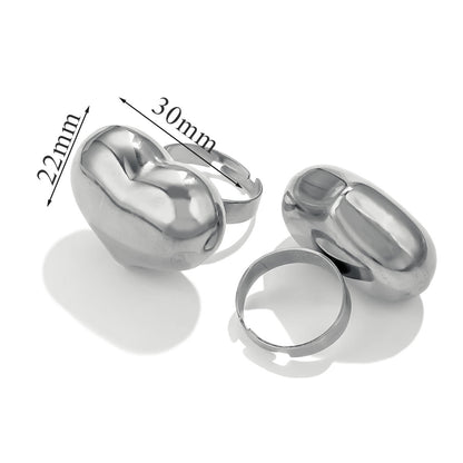 Bague ajustable en forme de cœur plaquée or 18 carats pour femme