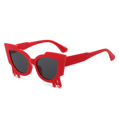 Gafas de sol de Halloween con diseño de ojo de gato y lágrimas de diablo para mujer