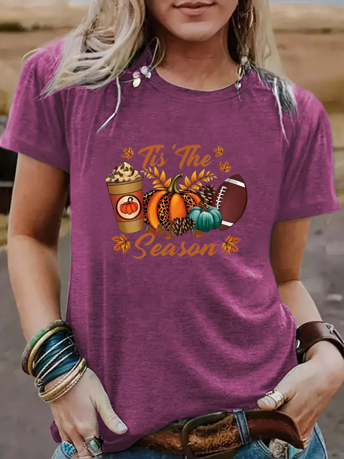 Camiseta de béisbol de calabaza de Halloween para mujer