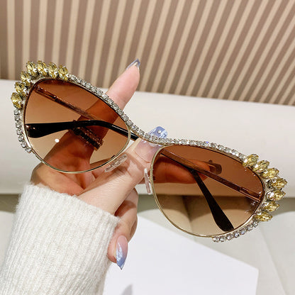 Gafas de sol de moda con diamantes de imitación de metal