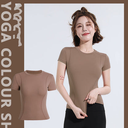 T-shirt de sport décontracté à col rond pour femme