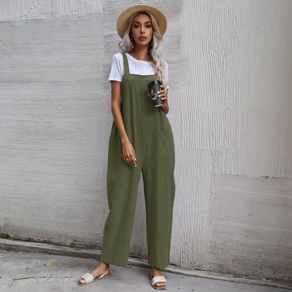 Cozy Cotton Linen Women's Sleeveless Jumpsuit