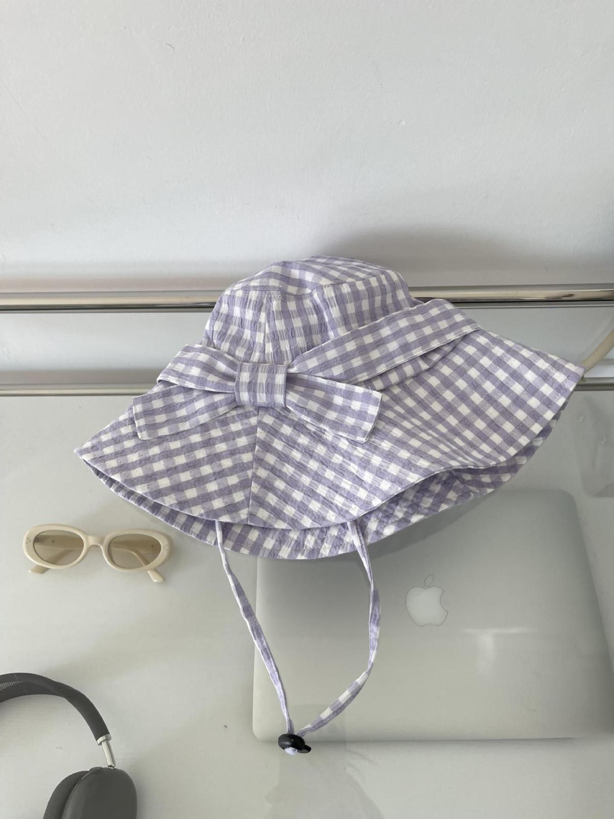 Sombreros tipo cubo con protección solar y lazo a cuadros para mujer