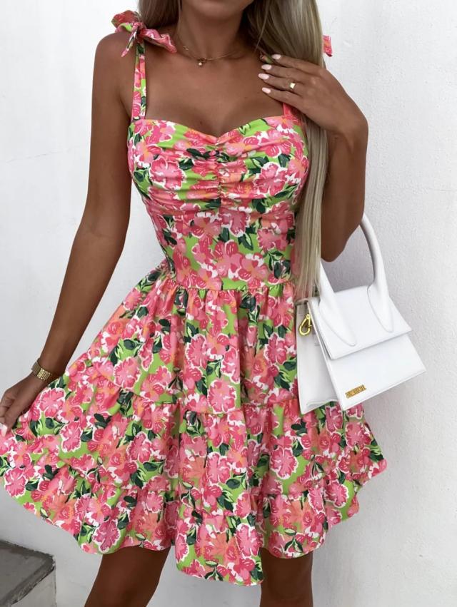 Summer Vacation Women Floral Print Sundress