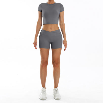 Women Yoga Solid Color Sports Two-Piece Set