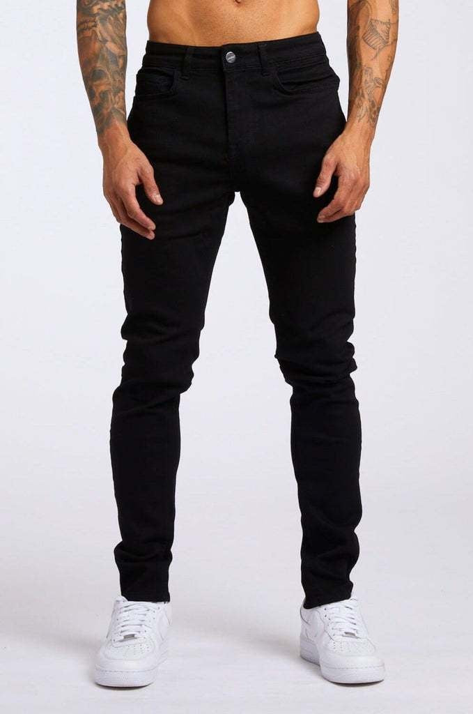 Men's Slim Fit Micro-Elastic Denim Jeans with Solid Color Design