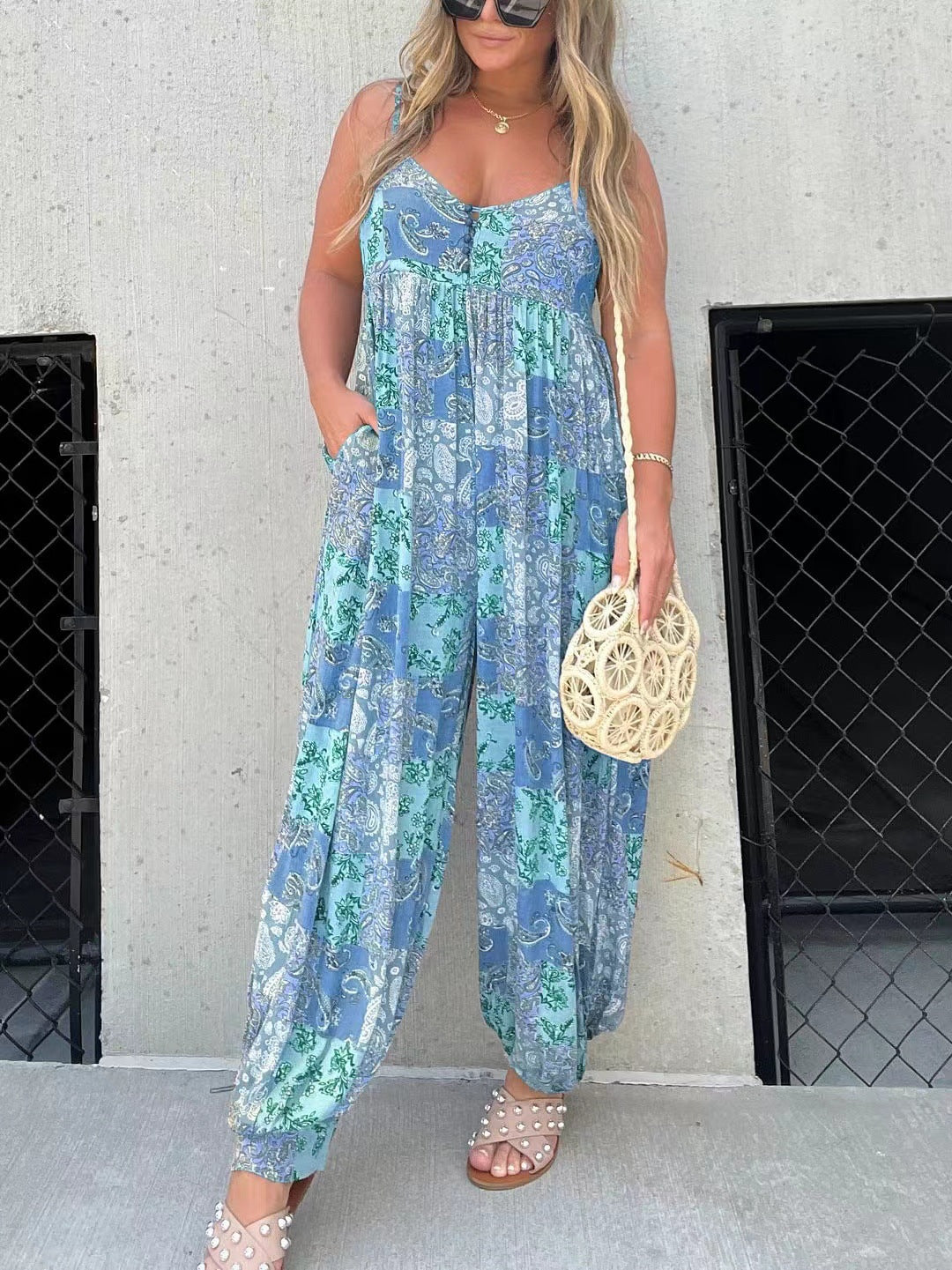 Combinaison florale taille haute pour femme grande taille