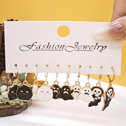 Pendientes creativos de calabaza fantasma demonio de Halloween con aceite