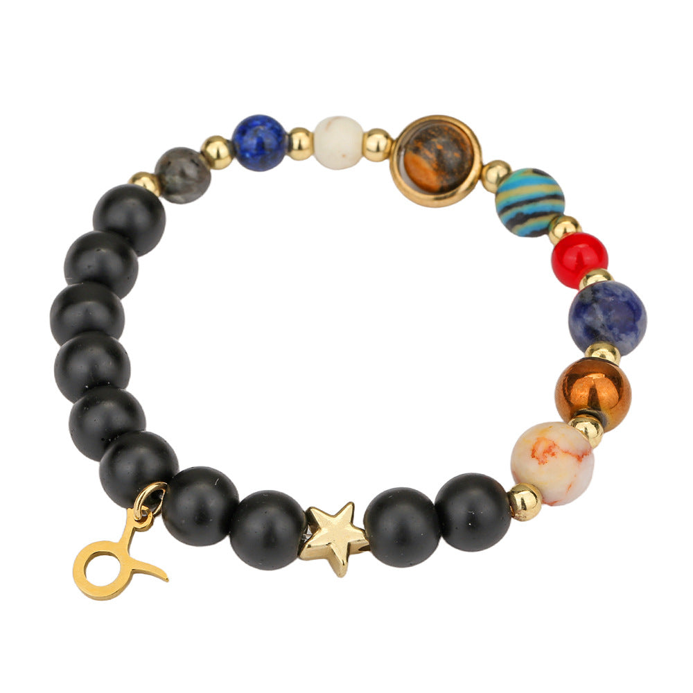 Fashion 12 Constellation Handmade Beaded Bracelet with Stainless Steel and Alloy
