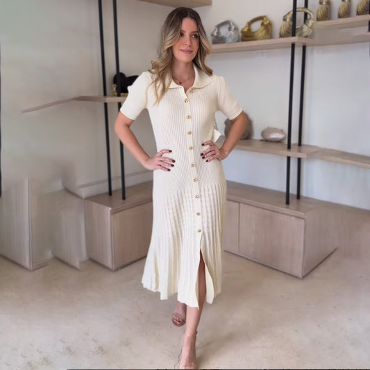 Women Fashion Elegant Solid Color Knitted Dress
