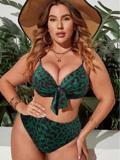 Traje de baño sexy con estampado de leopardo para mujer de talla grande