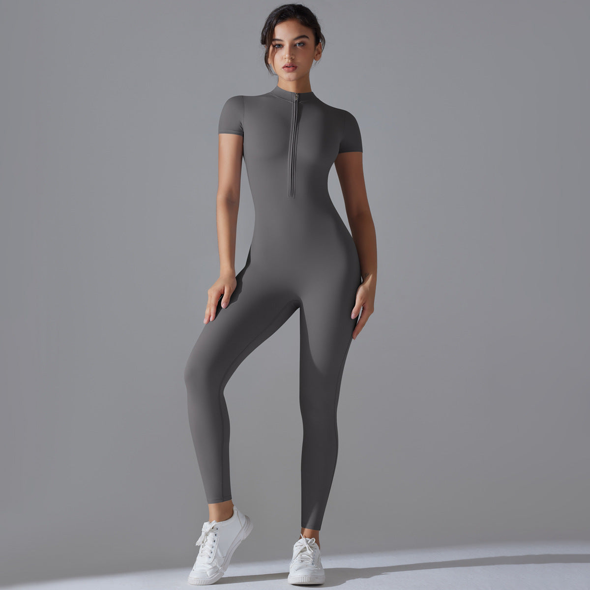 Breathable Women Fashion Casual Zipper Yoga Jumpsuit