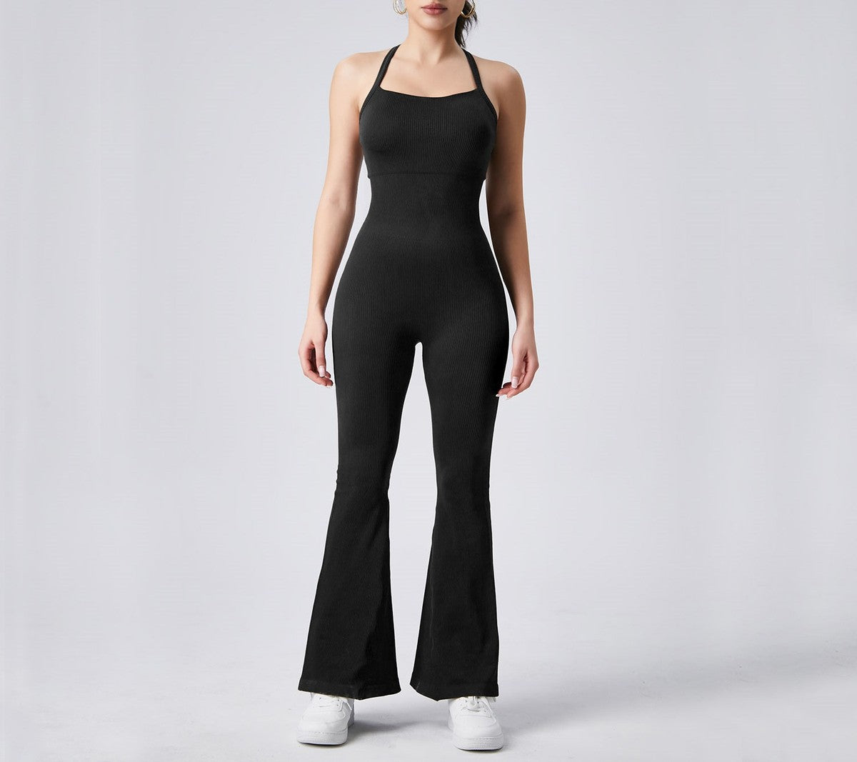 Women Fashion Solid Color Halter-Neck Jumpsuits
