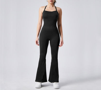 Women Fashion Solid Color Halter-Neck Jumpsuits
