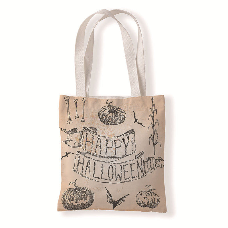 Bolsa de lona con estampado de dibujos animados de Halloween y terror