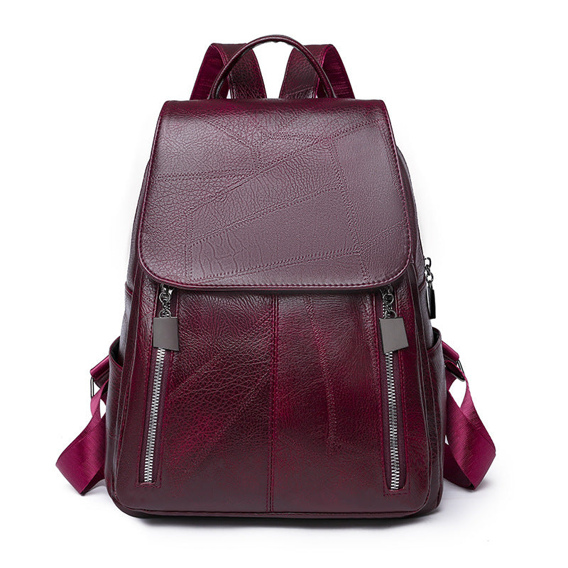 Women Large Capacity Retro Travel Leather Backpack