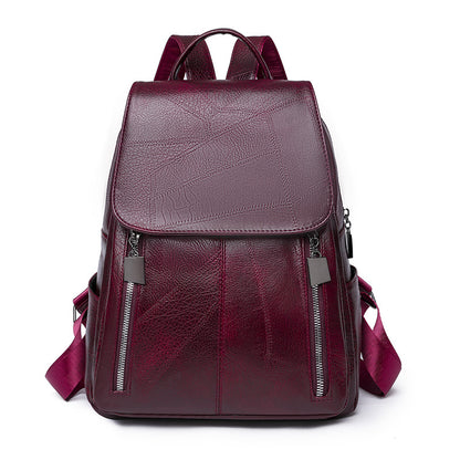 Women Large Capacity Retro Travel Leather Backpack
