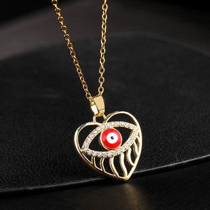 Collar con colgante de ojo de diablo de circonita multicolor para mujer