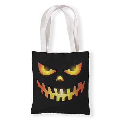 Bolsa de lona con estampado de calabaza divertida de dibujos animados de Halloween