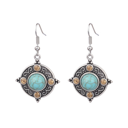 Conjunto de pendientes turquesa retro de estilo étnico bohemio