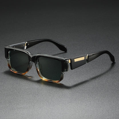 Gafas de sol cuadradas de montura gruesa en azul polvoriento: estilo de personalidad de moda