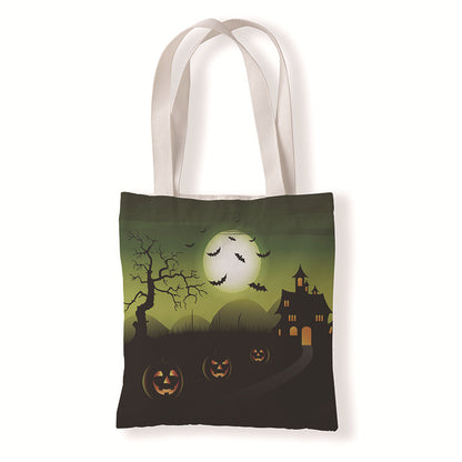 Bolsa de lona con diseño de calabaza y murciélago de Halloween