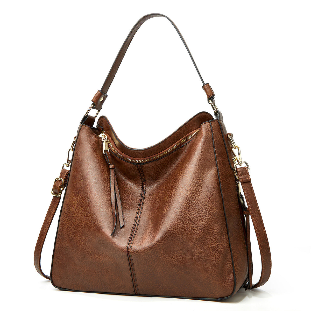 Women Solid Color Portable Large Capacity PU Handbag