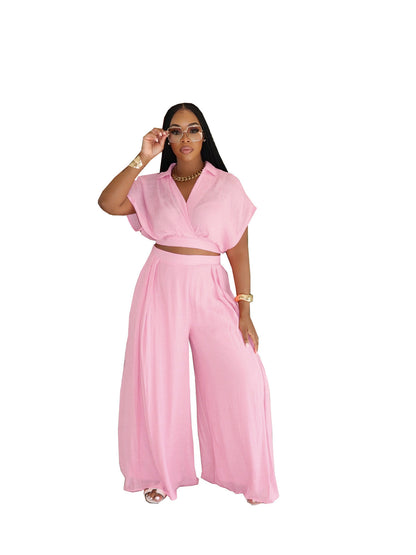 Conjunto de dos piezas de color liso informal de moda para mujer