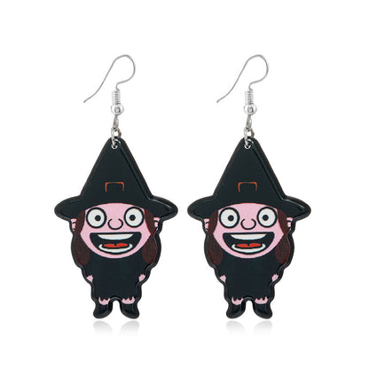 Pendientes de calavera de calabaza con diseño de Halloween para mujer