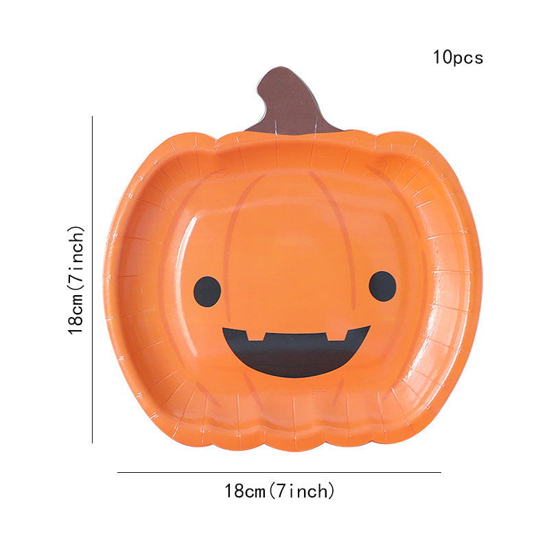 Halloween Cartoon Pumpkin Smiley Disposable Paper Plate
