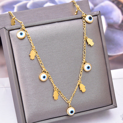 Collar redondo de palma de amor con ojo de diablo para mujer