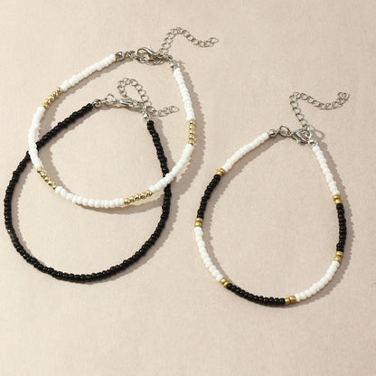 Conjunto de tobilleras con mini cuentas multicolores bohemias