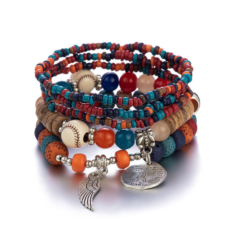Women Bohemian Ethnic Style Multi-Layer Bead Bracelet