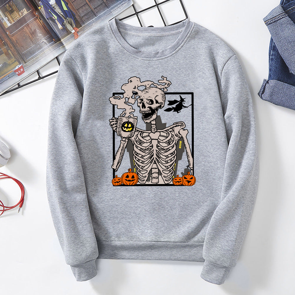 Sudadera con estampado de calavera de Halloween para mujer