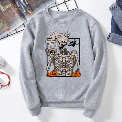Sudadera con estampado de calavera de Halloween para mujer