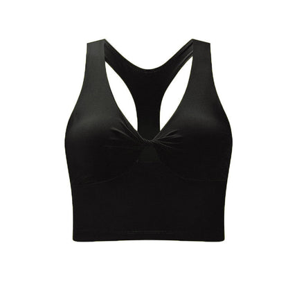 Soutien-gorge de sport et de yoga à fronces de couleur unie pour femme