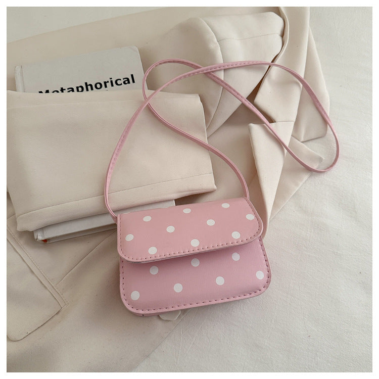 Bolso bandolera con estampado de lunares de color liso para mujer