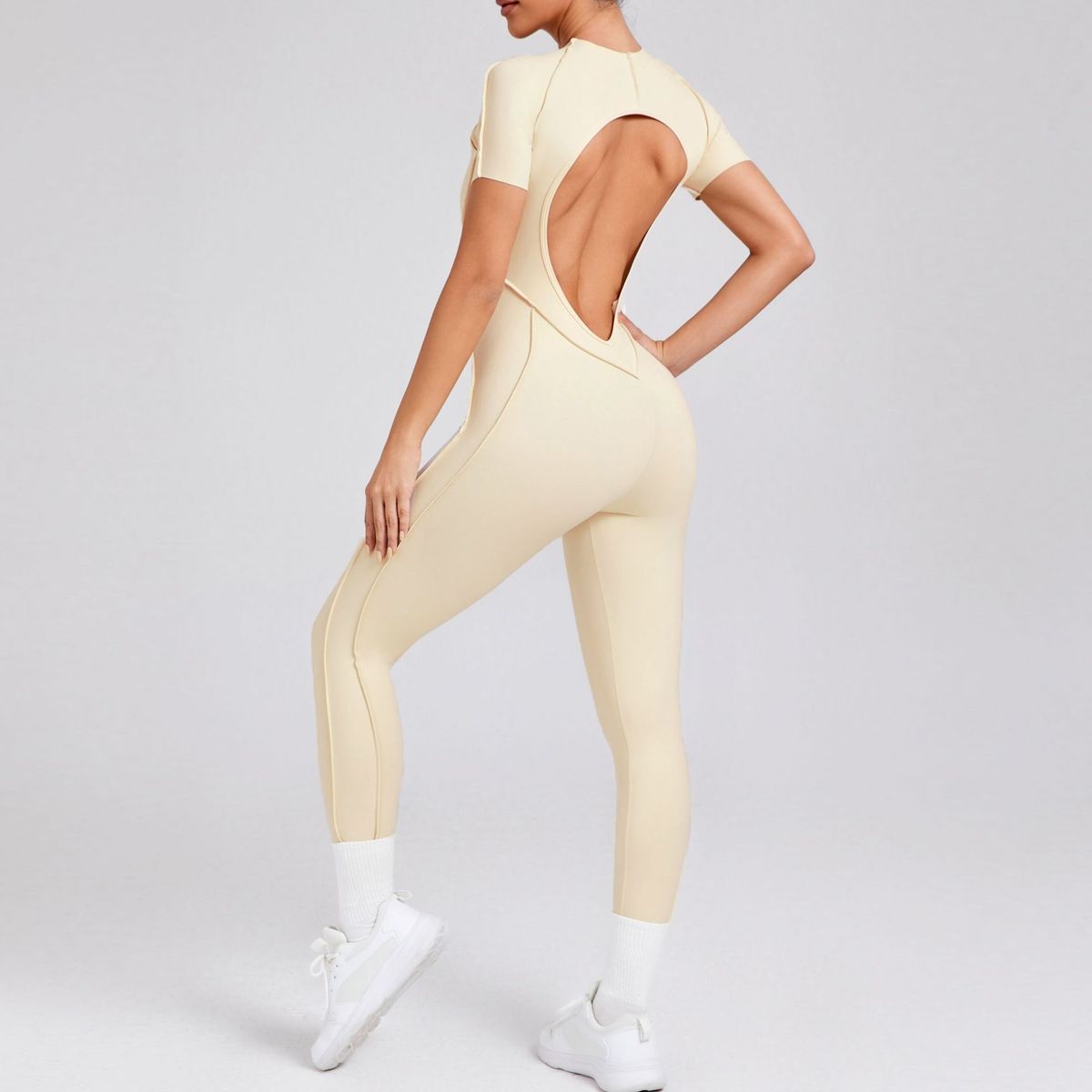 Women Fashion Solid Color Short-Sleeve Jumpsuits