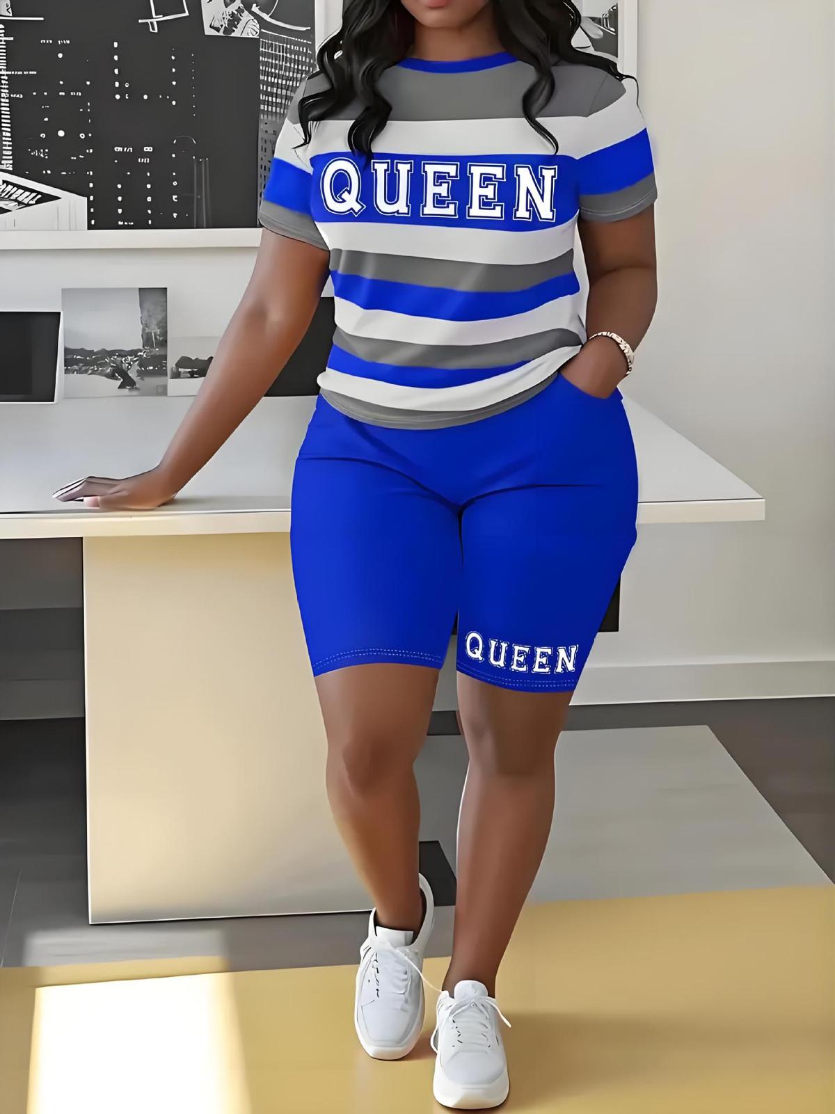 Women Casual Printed Two-Piece Short-Sleeve T-Shirt Set