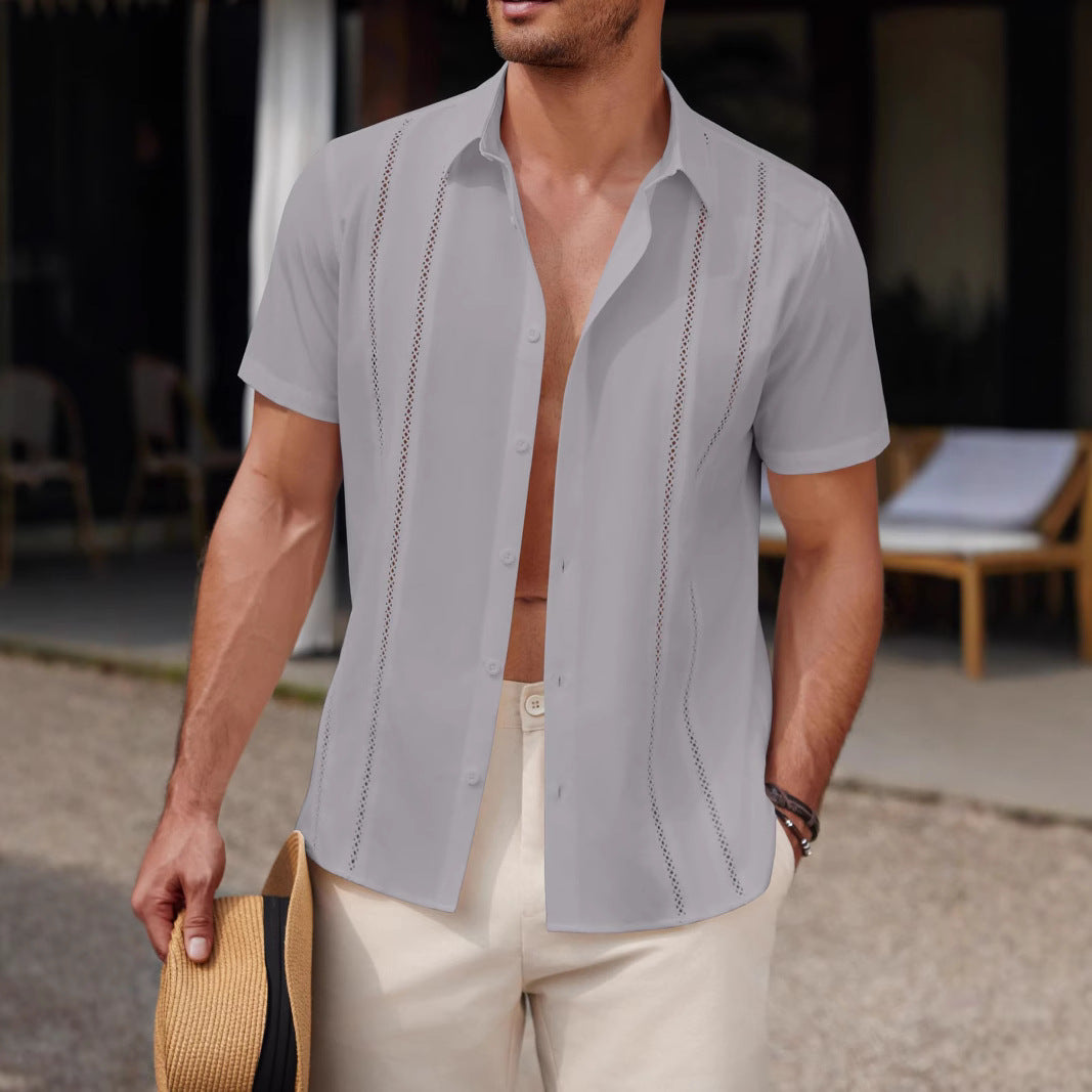 Men's Fashion Casual Solid Color Short-Sleeve Shirt