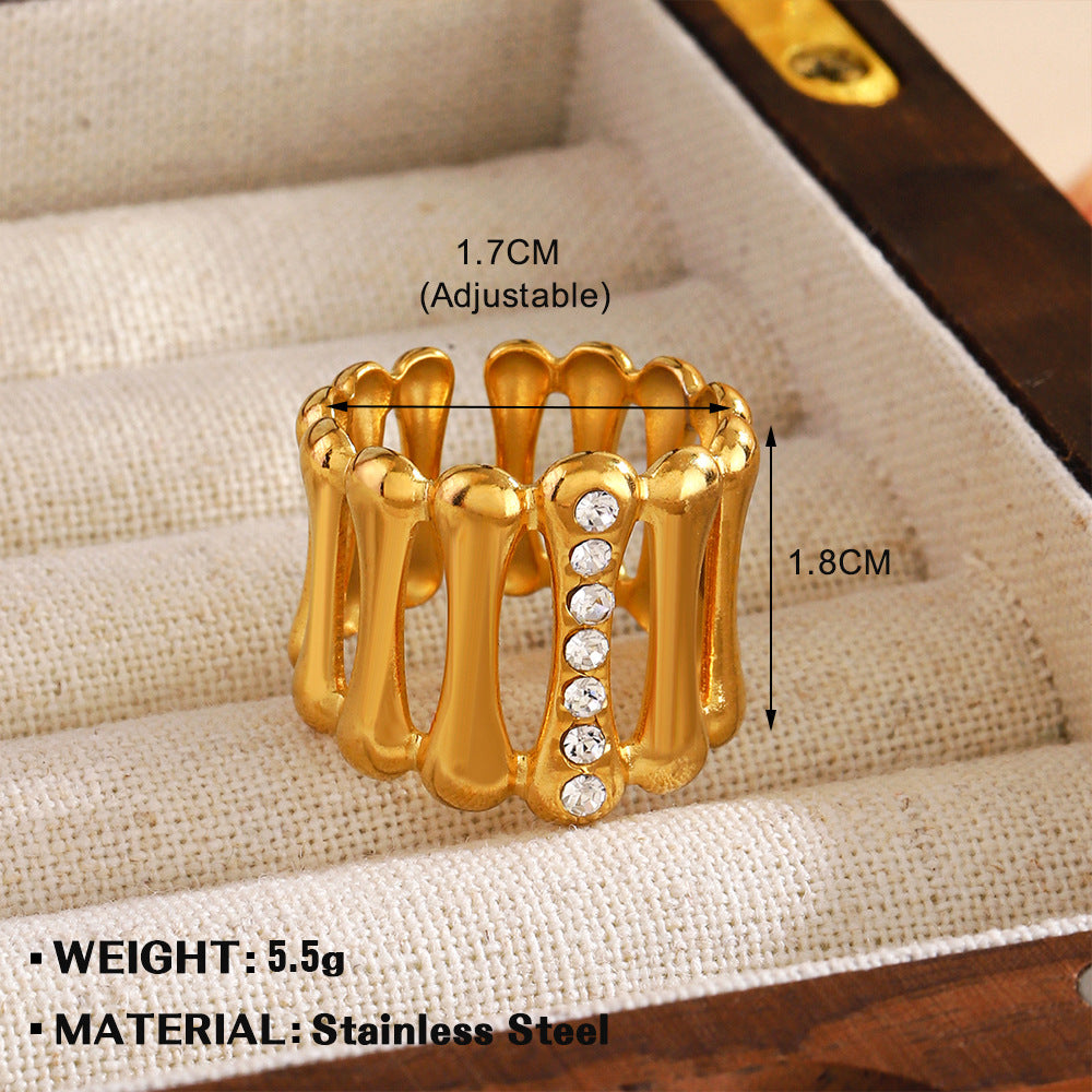 Anillo sencillo con incrustaciones de diamantes de imitación para mujer