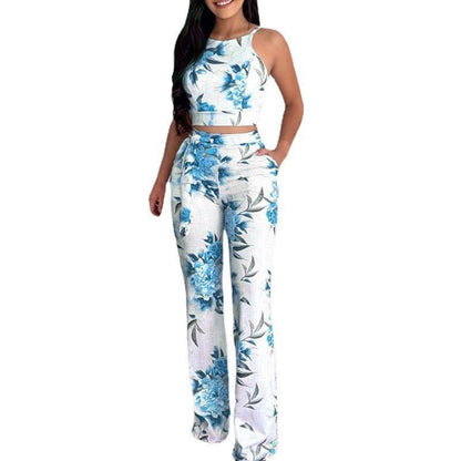 Conjunto de camiseta y pantalón con estampado floral de verano