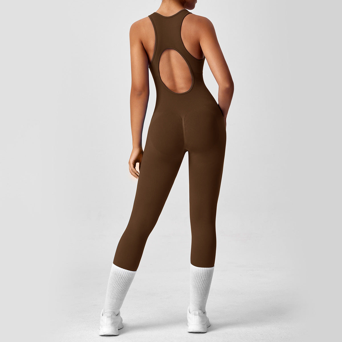Women's Yoga Solid Color Hollow Out Sleeveless Jumpsuit