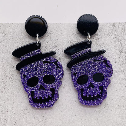 Halloween Women Fashion Acrylic Horror Skull Earrings